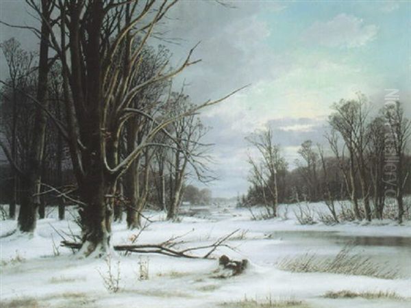 Wintertag Oil Painting by Alexander Schmidt