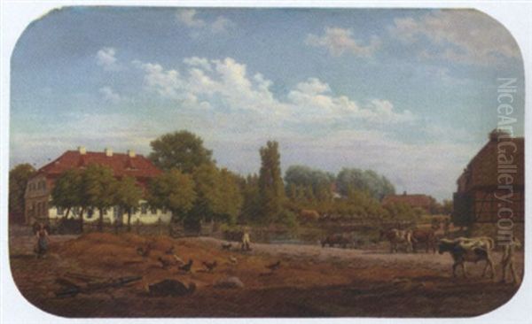 A View Of The Village Of Hohen Demzin, Mecklenburg Vorpommen, Germany Oil Painting by Bernhard Schmidt