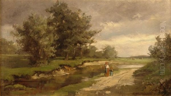 Bachlandschaft Oil Painting by Friedrich Albert Schmidt