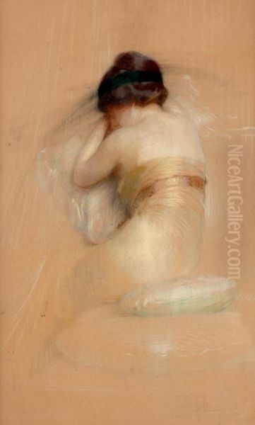 Jeune Femme De Dos Oil Painting by Gaston Bouy