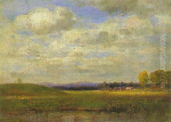 Fluslandschaft Mit Gebirge Im Hintergrund by Friedrich Albert Schmidt