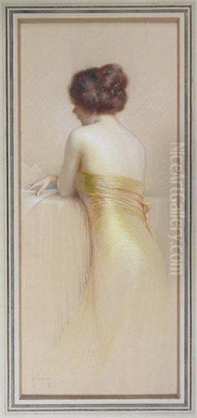 An Elegant Lady Oil Painting by Gaston Bouy