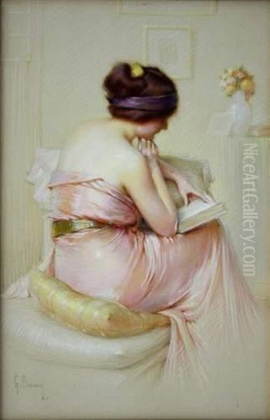 Jeune Femme A Sa Toilette Oil Painting by Gaston Bouy