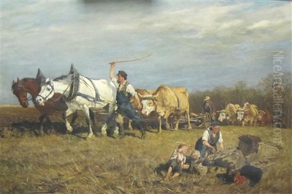 In The Fields Oil Painting by Hans W. Schmidt