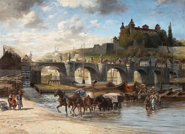 Ansicht Von Wurzburg Mit Mainbrucke Und Marienfestung Oil Painting by Hans W. Schmidt