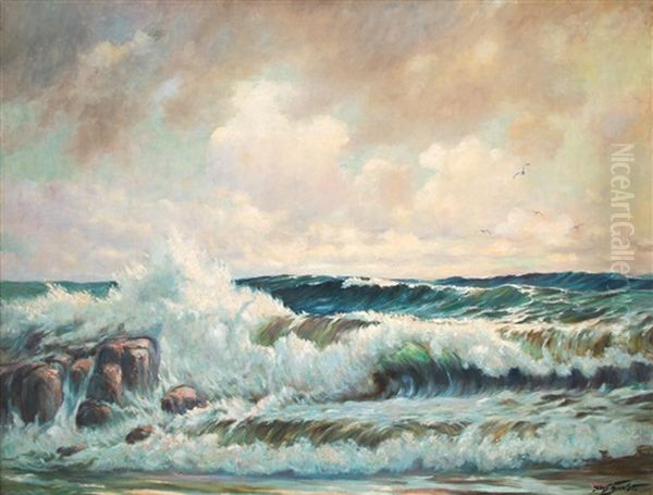 Brandung Bei Westerland Oil Painting by Hans W. Schmidt