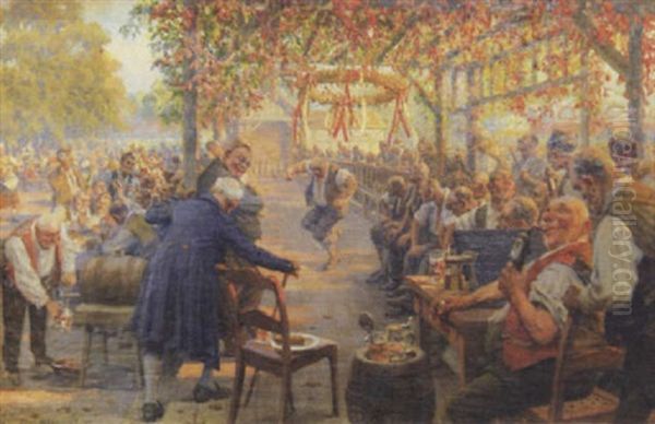 Landliches Dorffest Oil Painting by Hans W. Schmidt