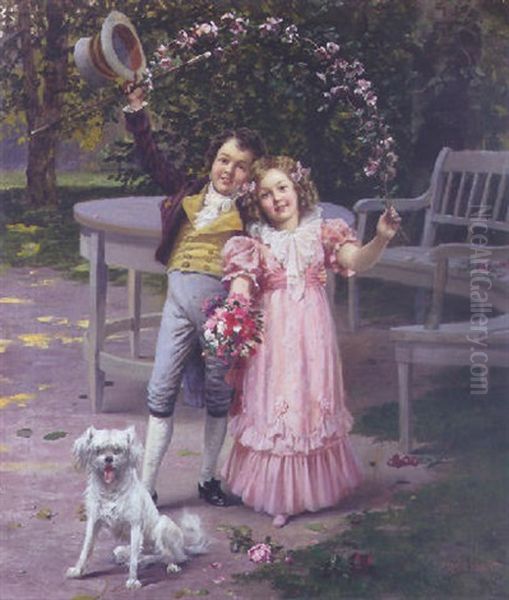 A Garland Of Flowers Oil Painting by Hans W. Schmidt