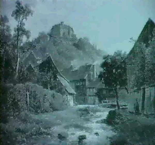 Dorf Am Burgberg Oil Painting by Hermann Schmidt