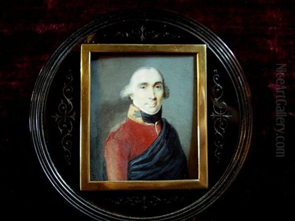 Portrait D'homme En Uniforme Brun-rouge Et Manteau Bleu Oil Painting by Johann Heinrich Schmidt