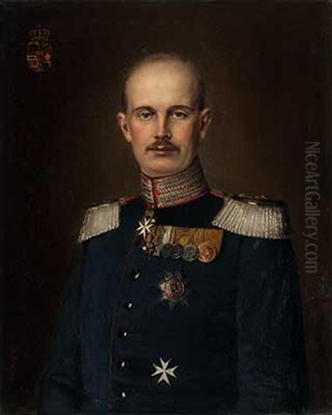 Portrait Von Friedrich Franz Von Mecklenburg Oil Painting by Louise (or Luise) Schmidt