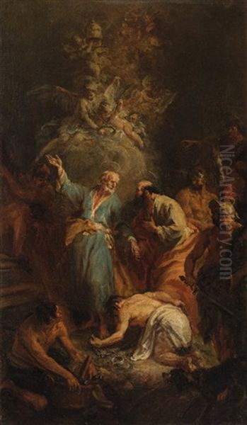 The Farewell Of Saints Peter And Paul Oil Painting by Martin Johann (Kremser Schmidt) Schmidt