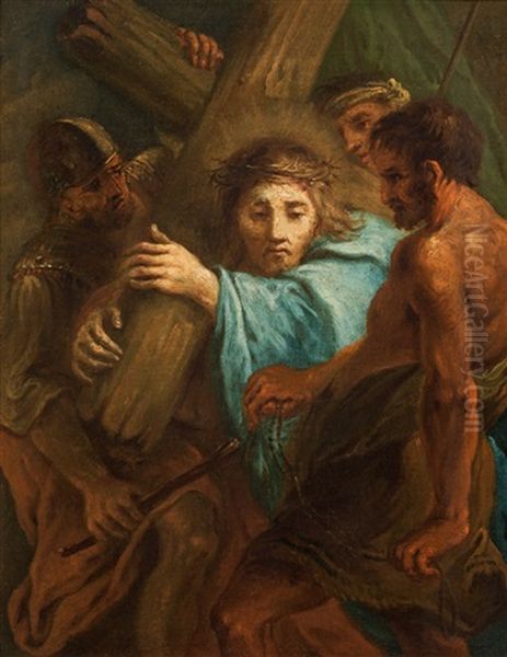 Christ Carrying The Cross Oil Painting by Martin Johann (Kremser Schmidt) Schmidt