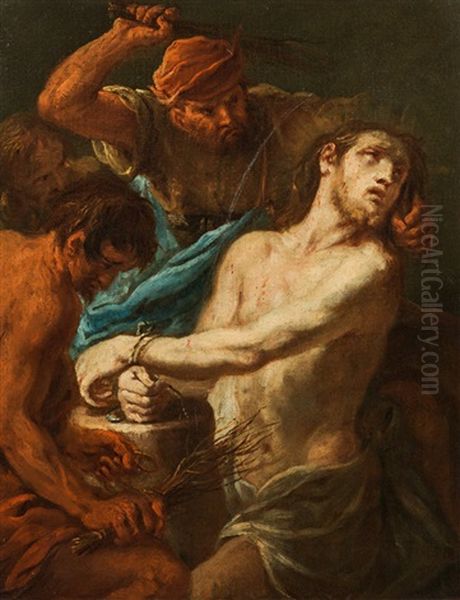 Flagellation Of Christ Oil Painting by Martin Johann (Kremser Schmidt) Schmidt