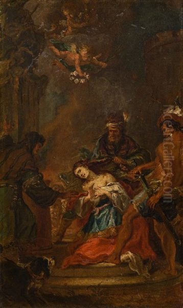 The Martyrdom Of St. Barbara Oil Painting by Martin Johann (Kremser Schmidt) Schmidt