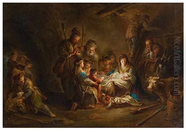 The Adoration Of The Shepherds & The Adoration Of The Magi (counterparts) Oil Painting by Martin Johann (Kremser Schmidt) Schmidt