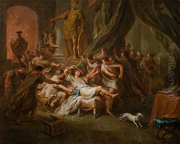 The Death Of Caesar Oil Painting by Martin Johann (Kremser Schmidt) Schmidt