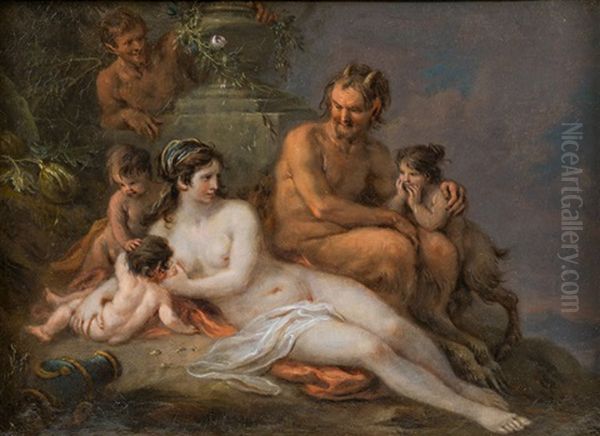 Pan Und Nymphe Mit Kindern Oil Painting by Martin Johann (Kremser Schmidt) Schmidt