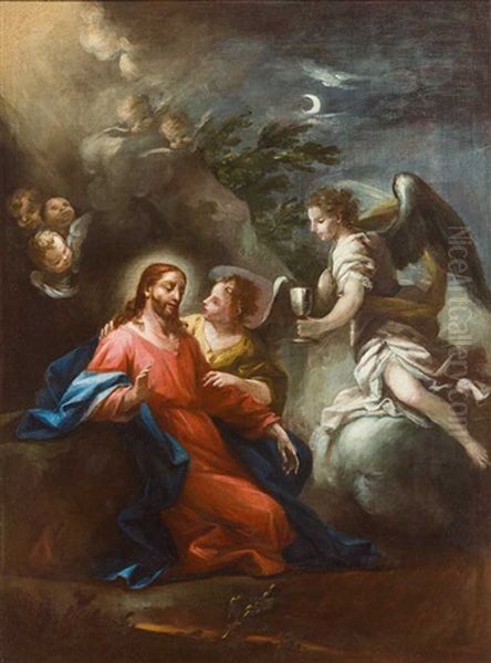 Das Gebet Von Gethsemane. Am Vorabend Der Kreuzigung Bittet Christus Seinen Vater Lass Diesen Kelch An Mir Vorubergehen. Die Engel Aber Ubergeben Christus Den Himmlischen Kelch Seines Vaters Oil Painting by Martin Johann (Kremser Schmidt) Schmidt