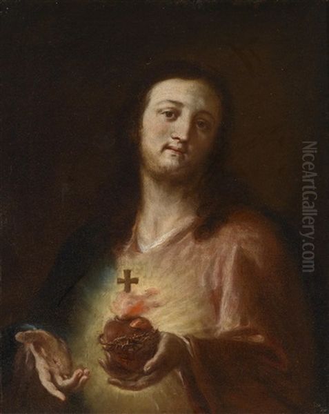 Das Flammende Herz Jesu Oil Painting by Martin Johann (Kremser Schmidt) Schmidt