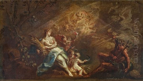 Ceres Und Neptun (allegorien Von Erde Und Wasser?) Oil Painting by Martin Johann (Kremser Schmidt) Schmidt