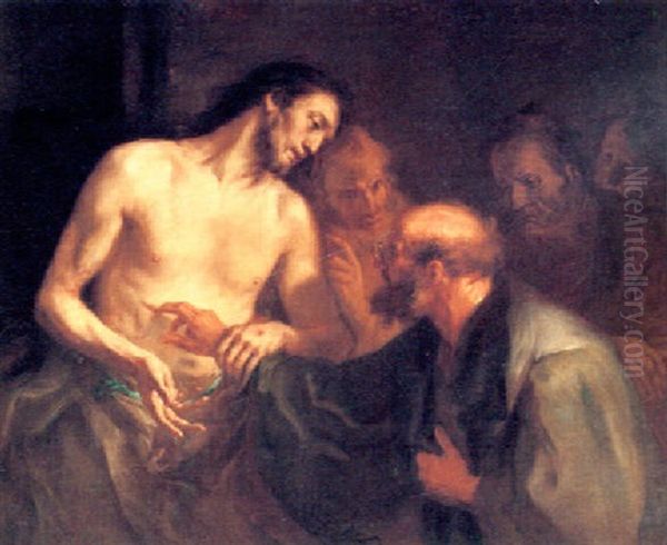 Christus Bekehrt Den Unglaubigen Thomas Oil Painting by Martin Johann (Kremser Schmidt) Schmidt