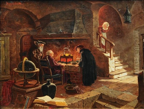 Alchemist's Kitchen Oil Painting by Oskar Friedrich Schmidt