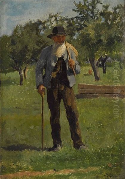 Bauer Oil Painting by Theodor Schmidt