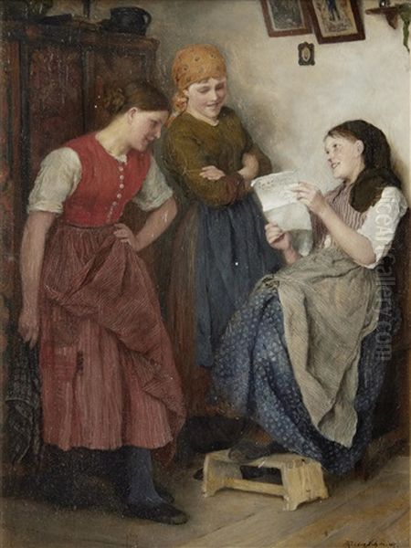 Eine Postsendung Oil Painting by Theodor Schmidt