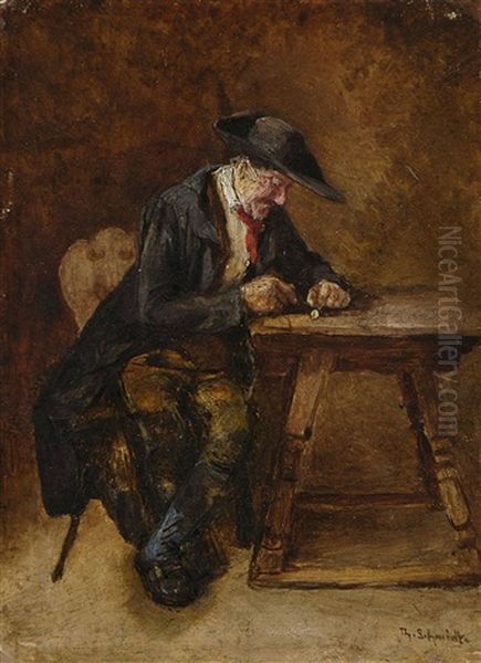 Bauer Beim Geldzahlen Oil Painting by Theodor Schmidt