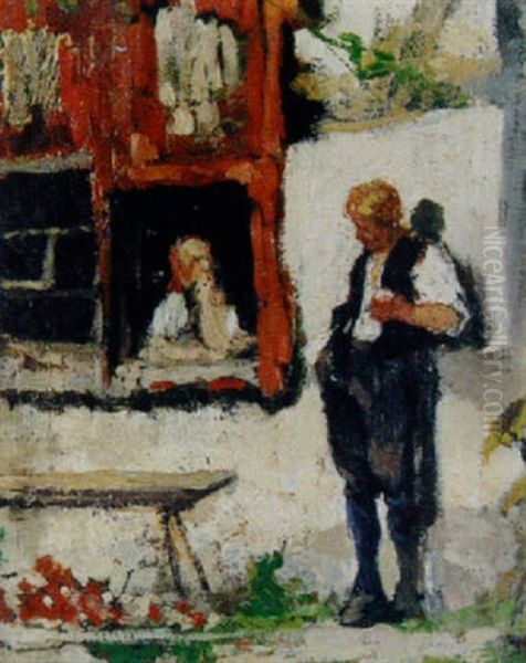 Feierabend Auf Dem Bauernhof Oil Painting by Theodor Schmidt