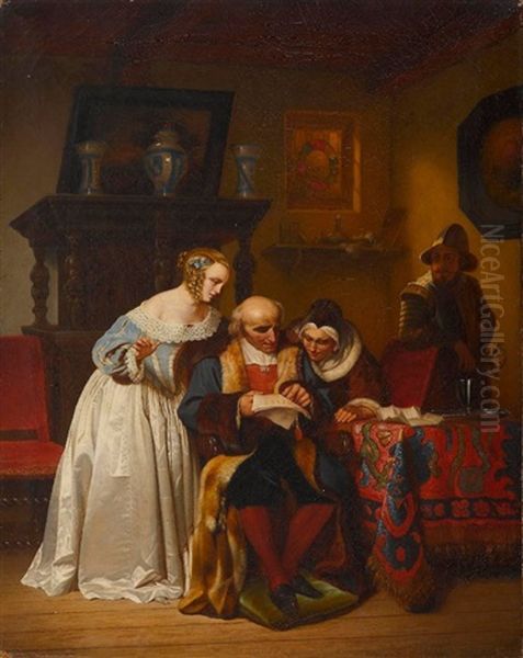 Die Urkunde Oil Painting by Willem Hendrik Schmidt