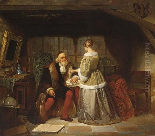 An Interior Scene With Elegant Lady Oil Painting by Willem Hendrik Schmidt