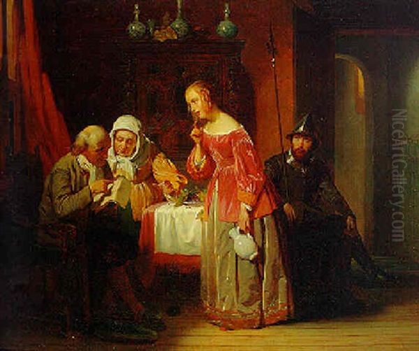 The Letter Oil Painting by Willem Hendrik Schmidt