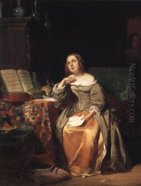 La Lettre Oil Painting by Willem Hendrik Schmidt