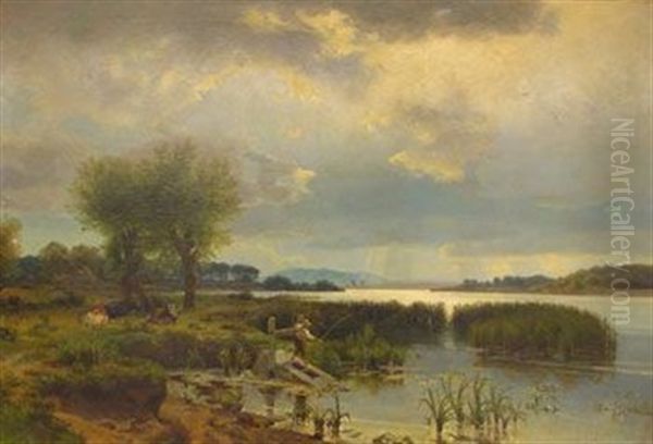 Feuchter Sommertag An Einem See Oil Painting by Max Schmidt