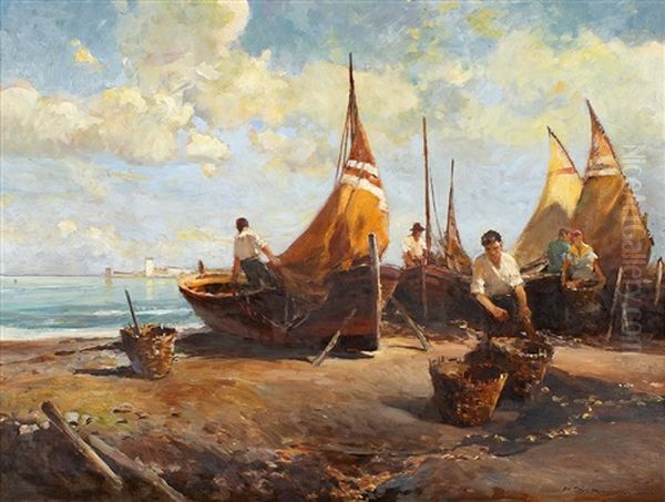 Fischersleute Am Strand by Hermann Schmidtmann