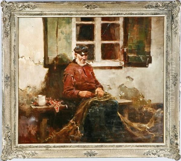 Ein Alter Fischer Oil Painting by Hermann Schmidtmann