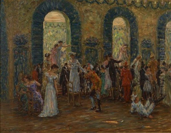 Reception Animee Par Une Compagnie De Clowns Oil Painting by Alexander Schmidt-Michelsen