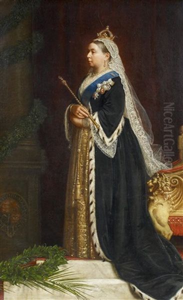 Queen Victoria Im Ornat Oil Painting by Guido Phillip Schmitt