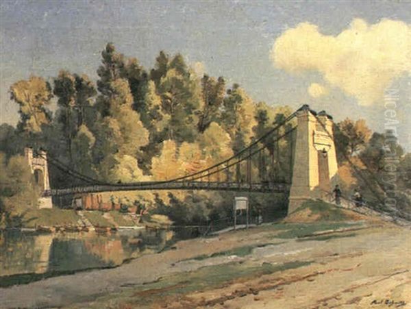 La Passerelle De Creteil Oil Painting by Paul Leon Felix Schmitt