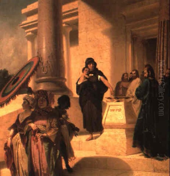 Leaving The Temple Oil Painting by Adolf Schmitz Cronenburg