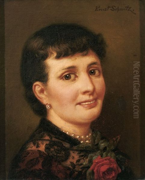 Portrait Einer Lachenden Jungen Frau Oil Painting by Ernst Schmitz