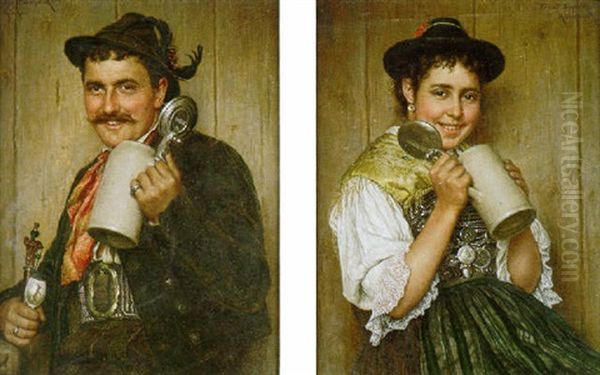 The Drinkers Oil Painting by Ernst Schmitz