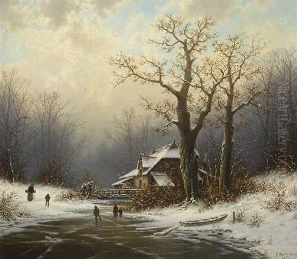 Winterlandschaft Oil Painting by Georg Schmitz