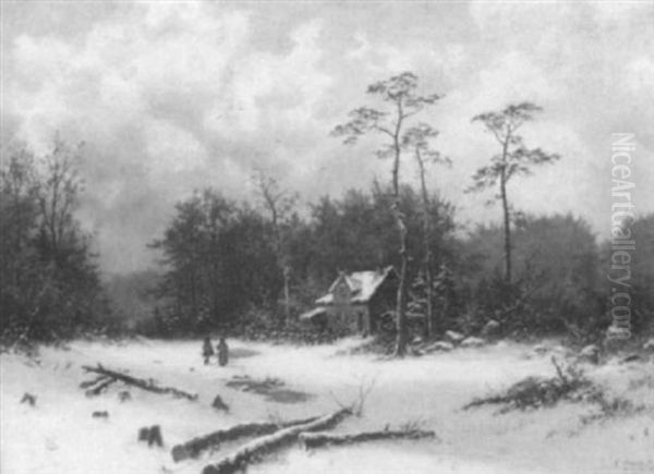 Schneebedeckte Waldlichtung Oil Painting by Georg Schmitz