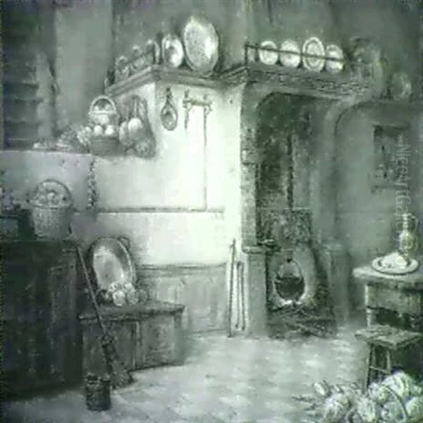 Kucheninterieur Oil Painting by Hermann Schmitz