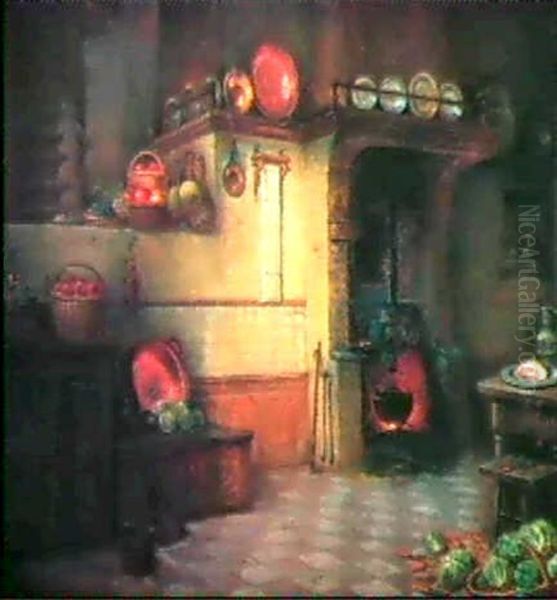 Kucheninterier Oil Painting by Hermann Schmitz