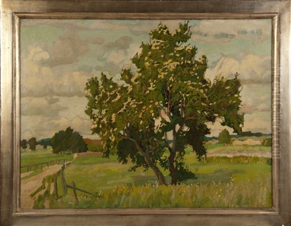 Landschaft Mit Bluhendem Baum Oil Painting by Richard Ferdinand Schmitz