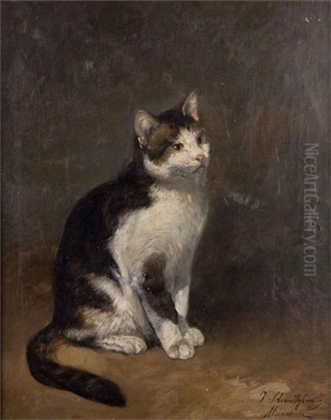 Katzenportrait Oil Painting by Josef Schmitzberger